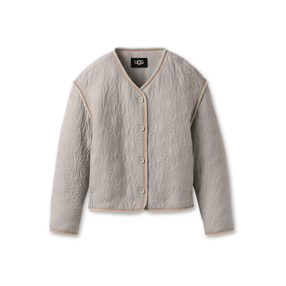 Oversized Lightweight Quilted Jacket - Light Gray
