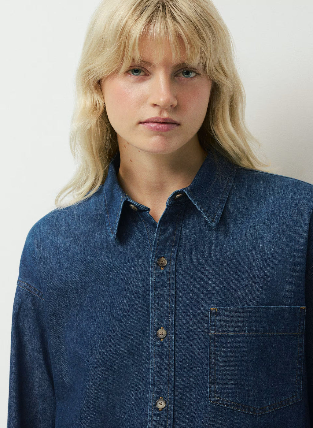 Oversized Hemp Blend Denim Shirt - Indigo