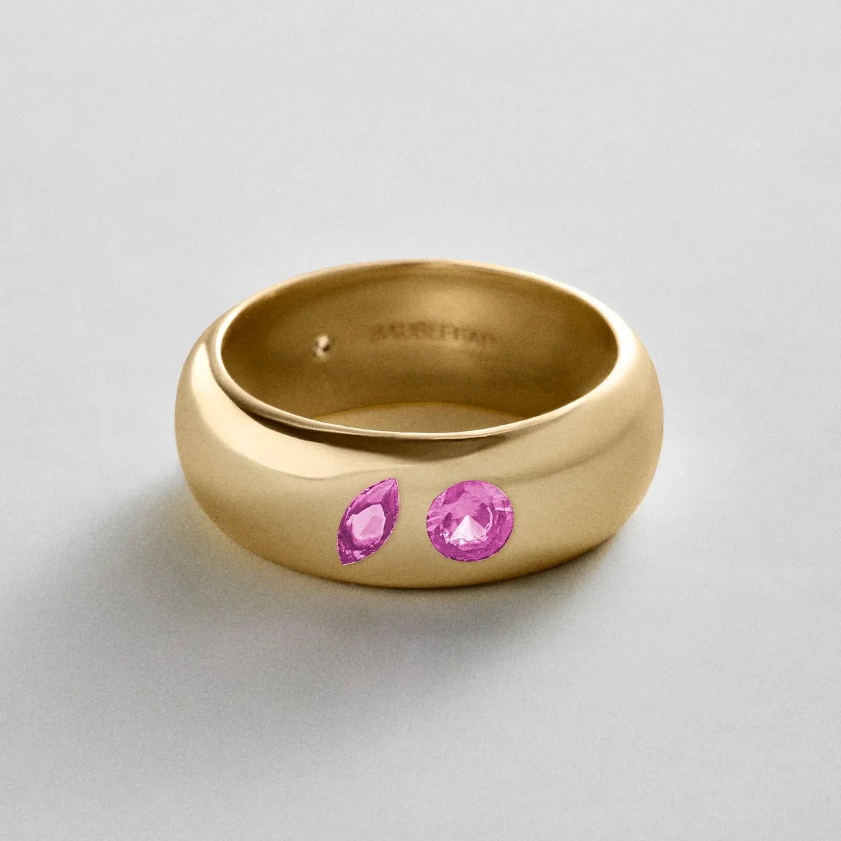 Custom Two-Stone Gold-Plated Band Ring
