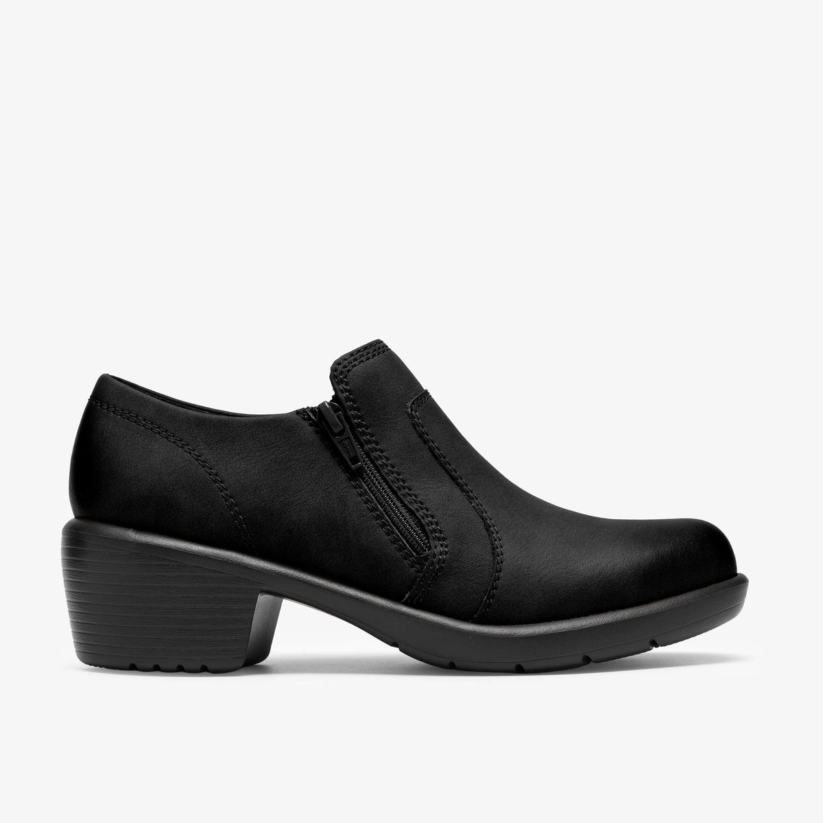 Leather Zip Ankle Boot - Black