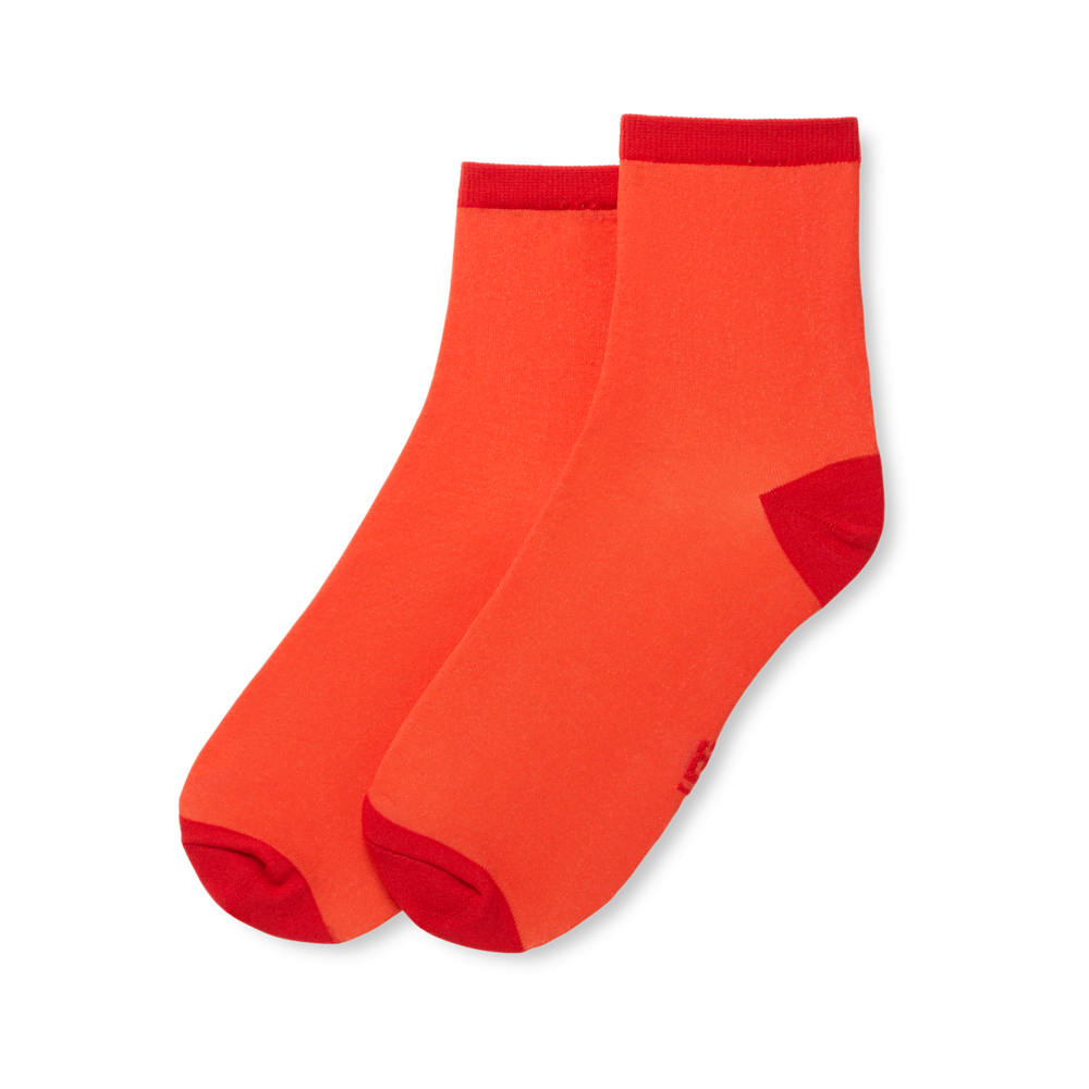 Semi-Sheer Quarter Socks - Red Saffron