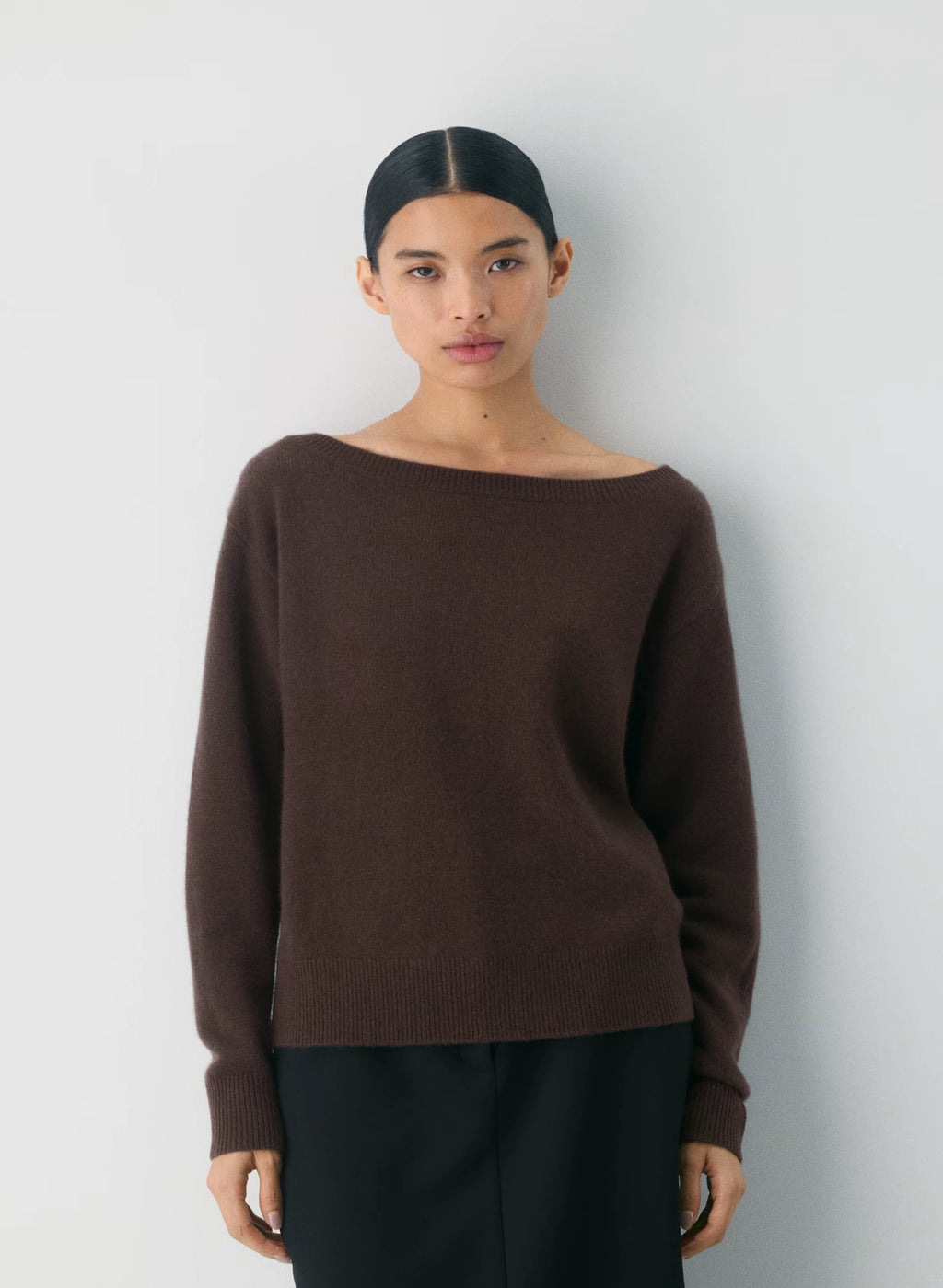 Cashmere Boatneck Sweater - Heather Gray