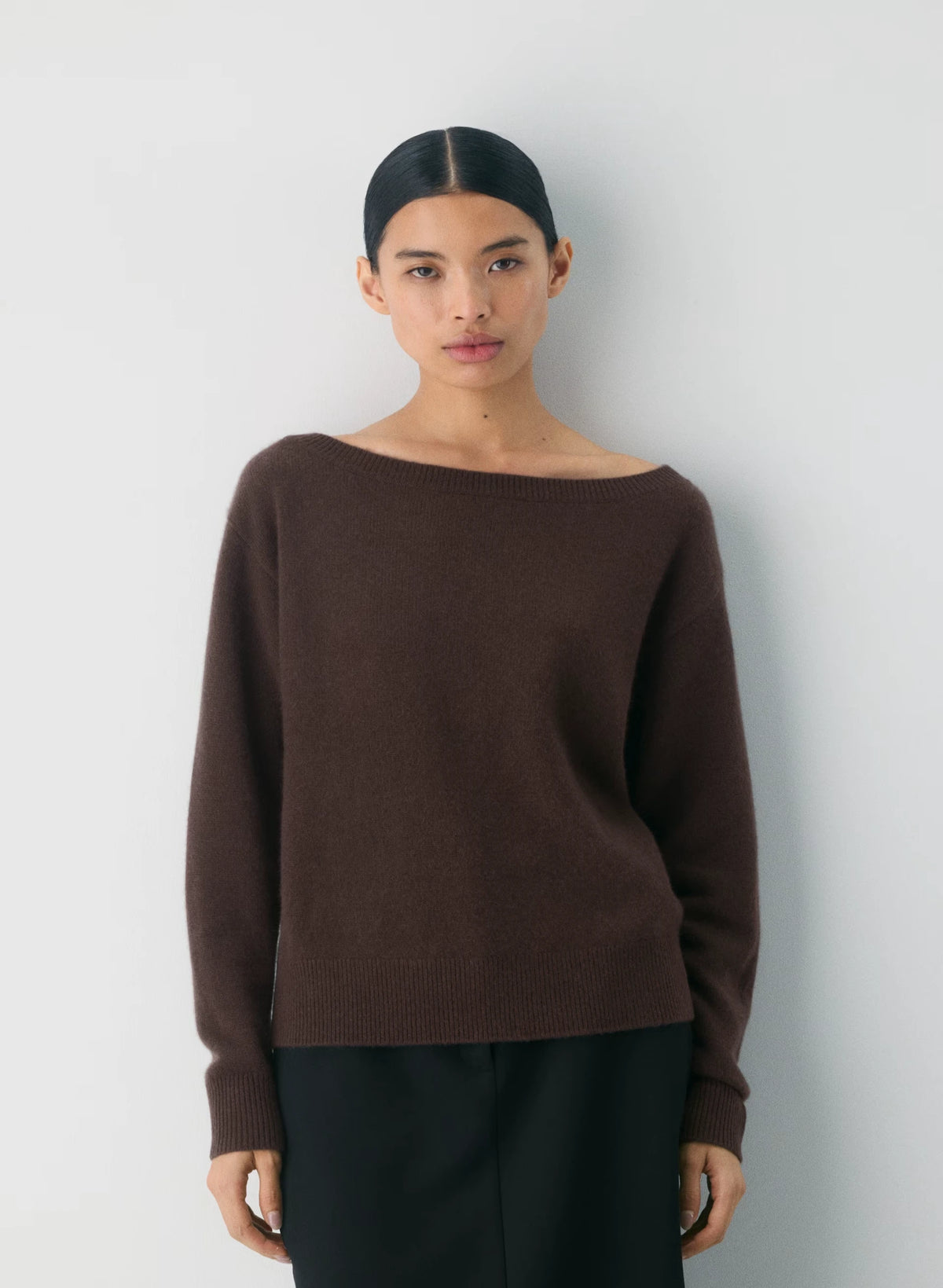 Cashmere Boatneck Sweater - Heather Gray
