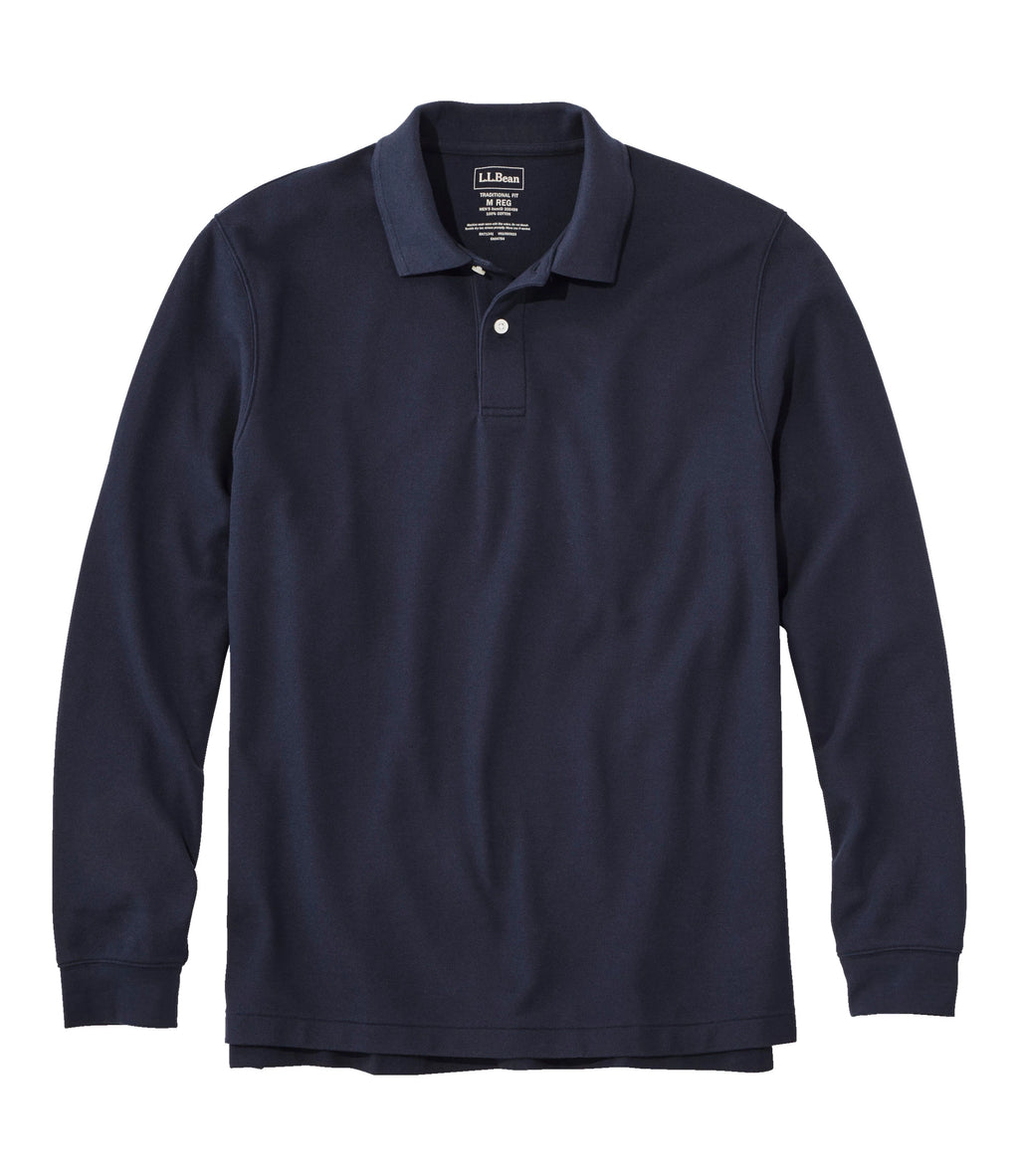 Men's Long-Sleeve Cotton Pique Polo - Lavender