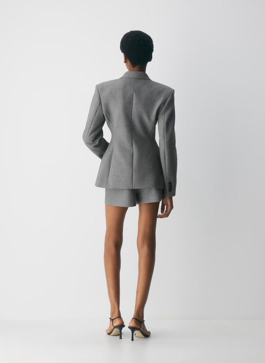 Single-Breasted Stretch Blazer - Brown Check