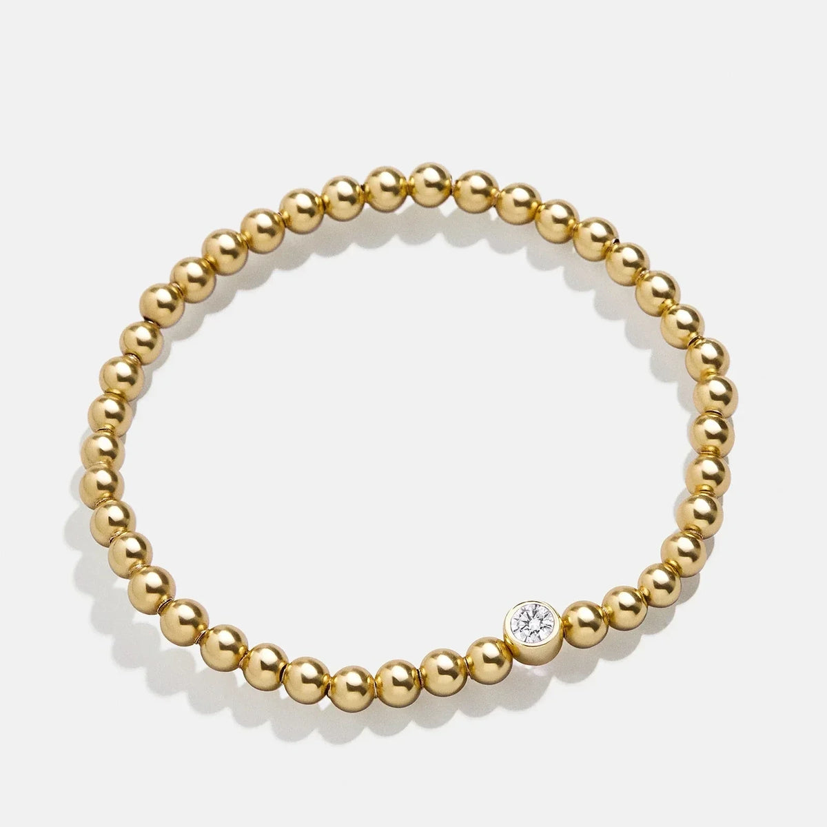 Gold-Plated Crystal Bead Stretch Bracelet