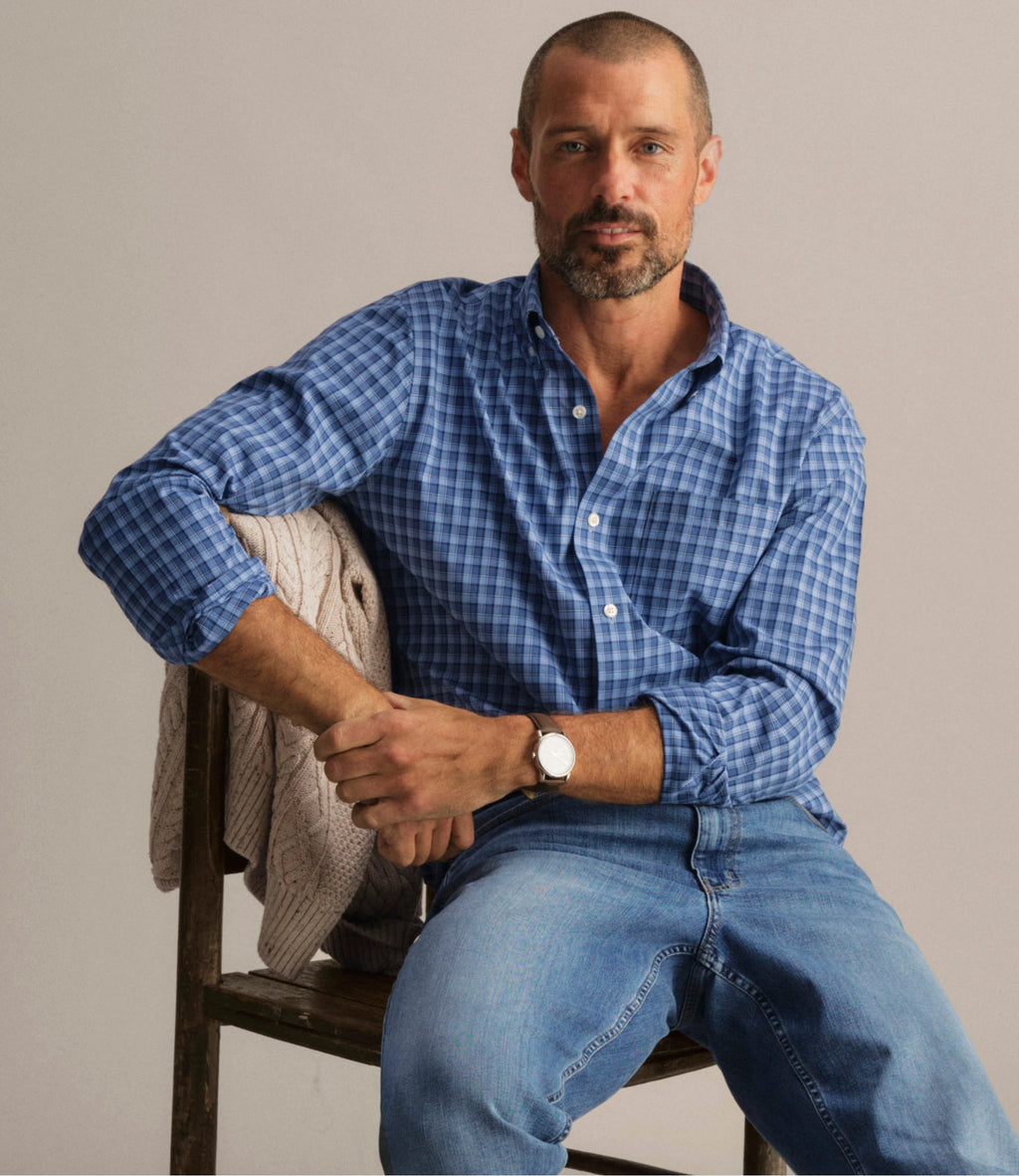 Men's Wrinkle-Resistant Check Shirt - Blue