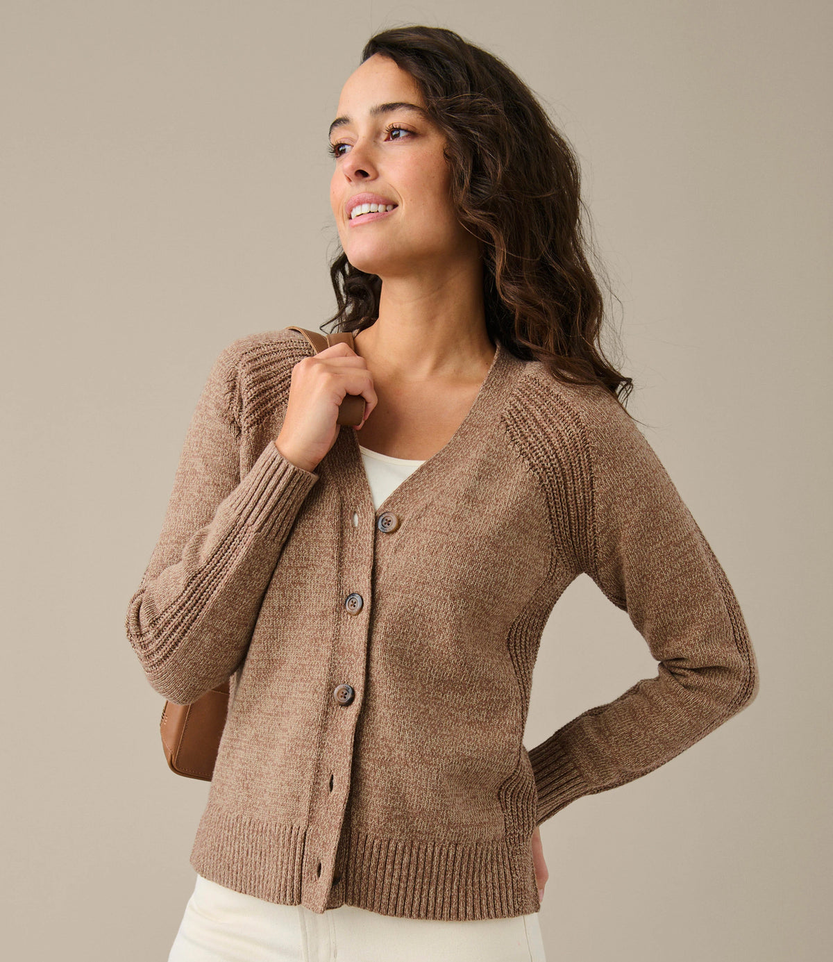 Women's Mixed Stitch V-Neck Cardigan - Navy