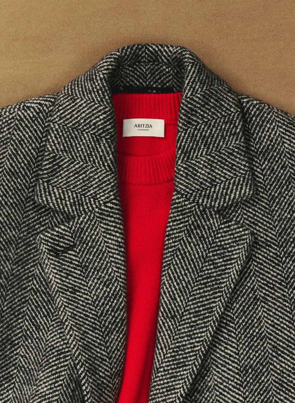 Double-Breasted Wool Cashmere Coat - Herringbone