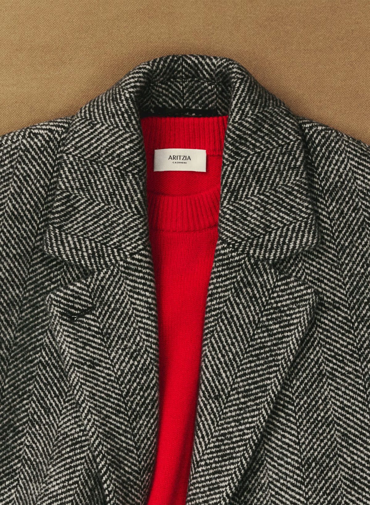 Double-Breasted Wool Cashmere Coat - Herringbone