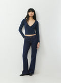 Long-Sleeve Modal Wrap Top - Navy