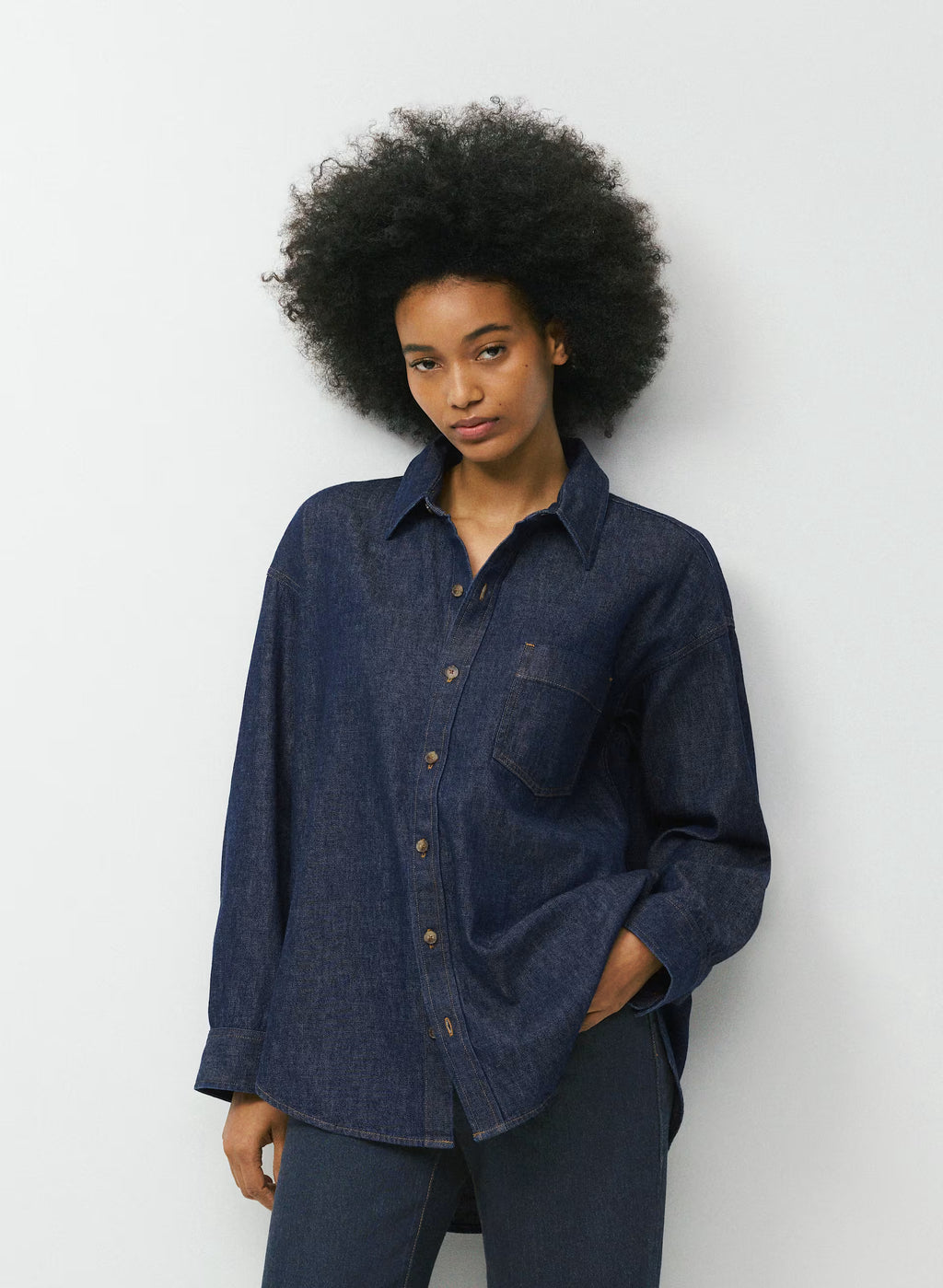 Oversized Hemp Blend Denim Shirt - Indigo