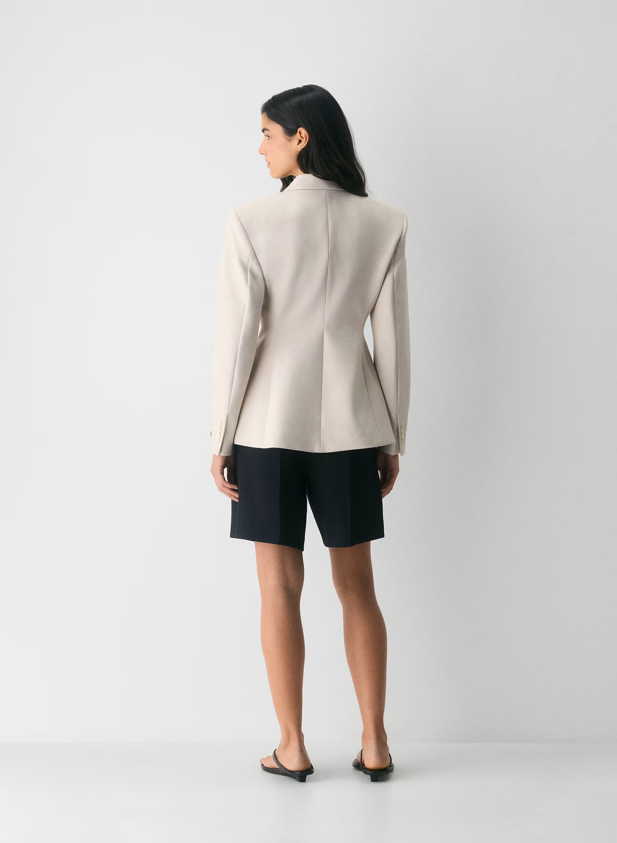 Single-Breasted Stretch Blazer - Brown Check
