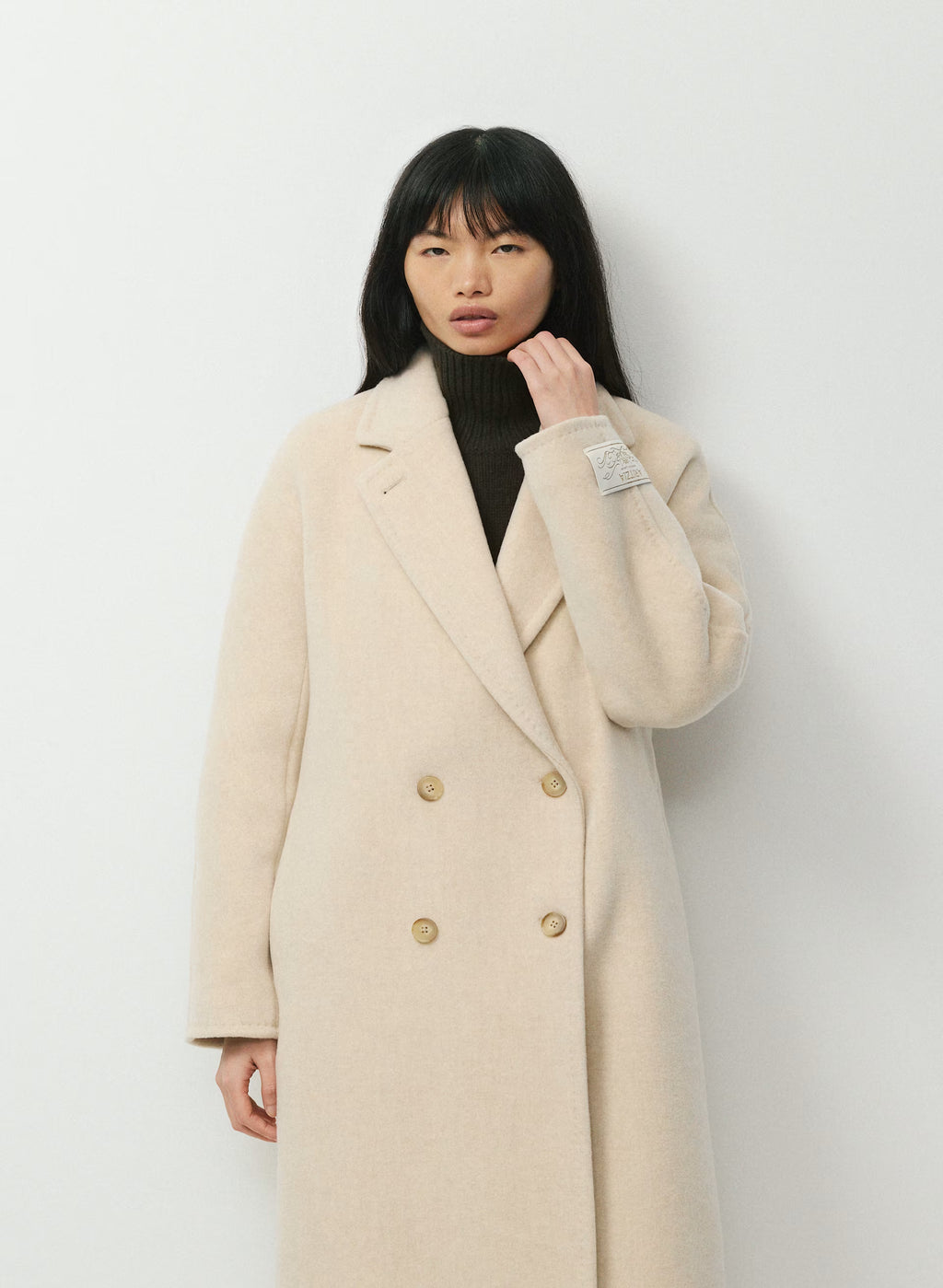 Double-Breasted Wool Cashmere Coat - Herringbone