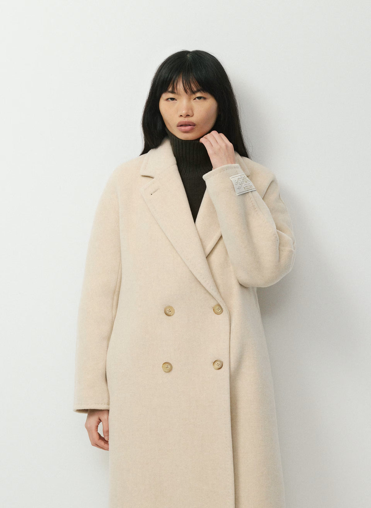 Double-Breasted Wool Cashmere Coat - Herringbone