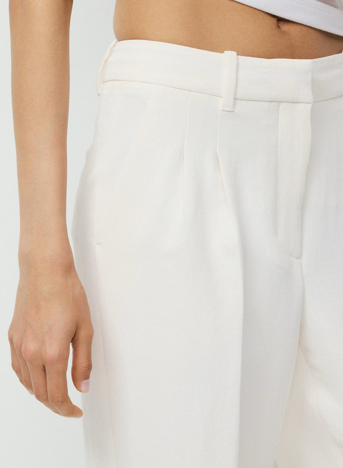 High-Rise Wide-Leg Crepe Trousers - Sand