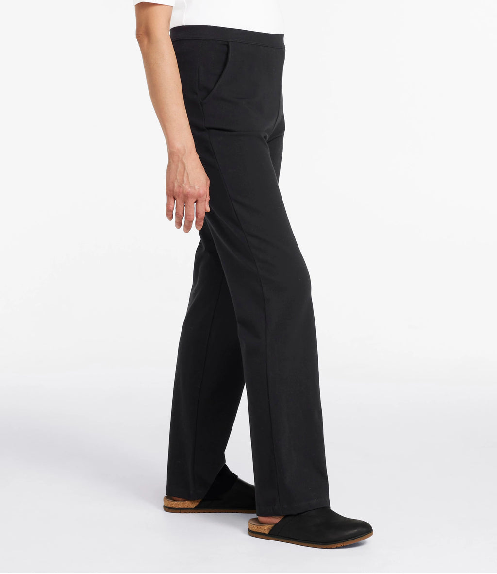 Women's High-Rise Straight-Leg Knit Pants - Black