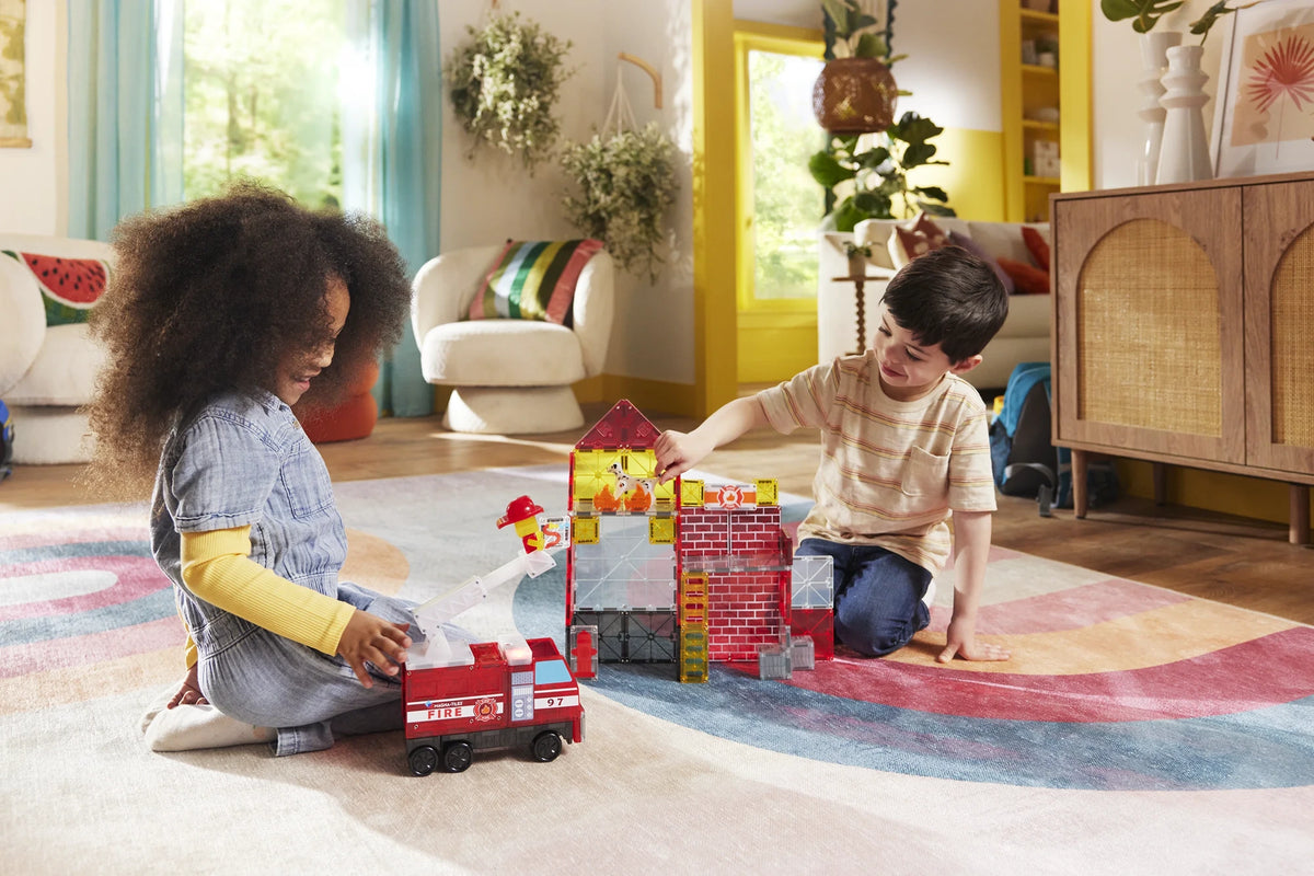 Fire Station Magnetic Building Set - 50 Pieces