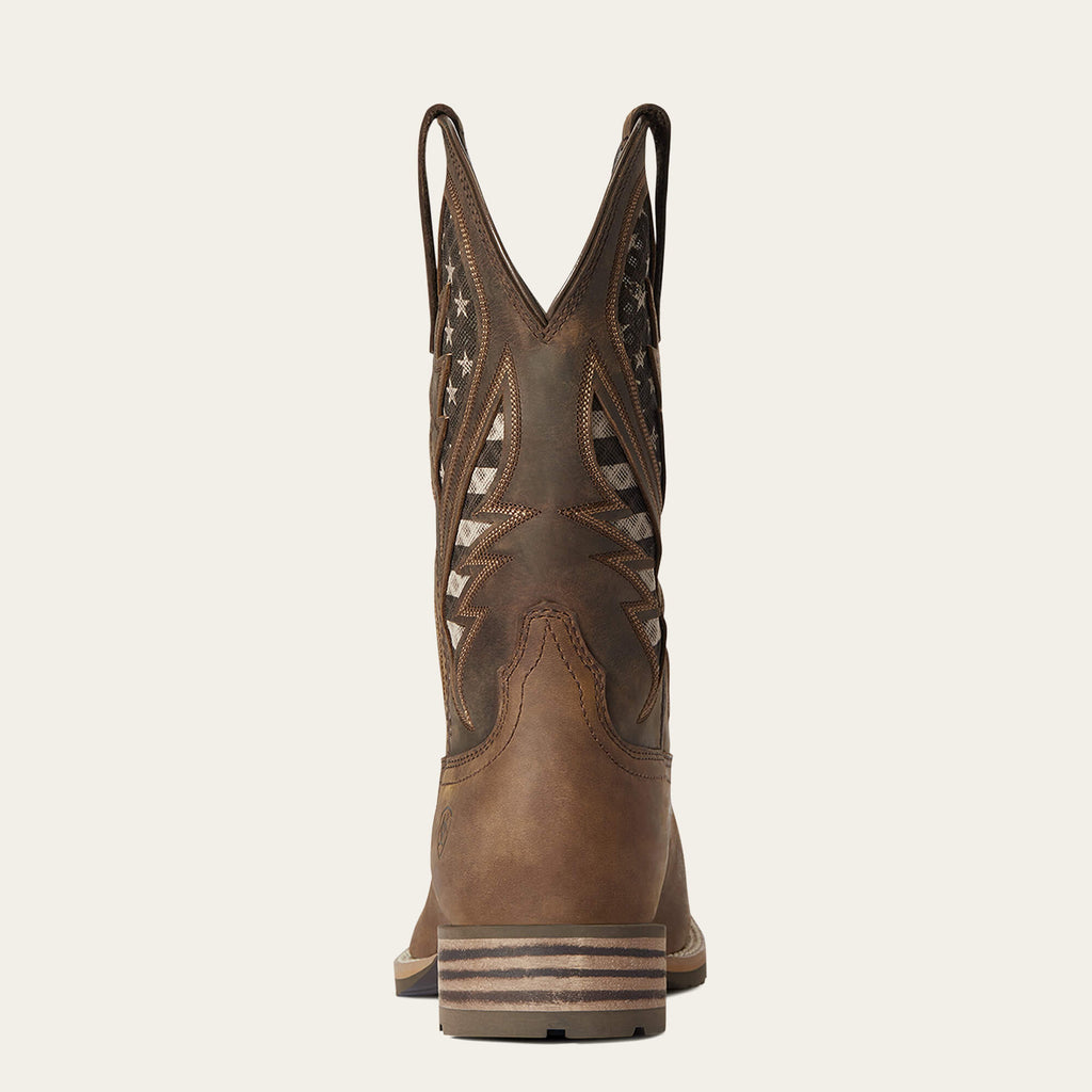 Vented Leather Western Riding Boot - Tan