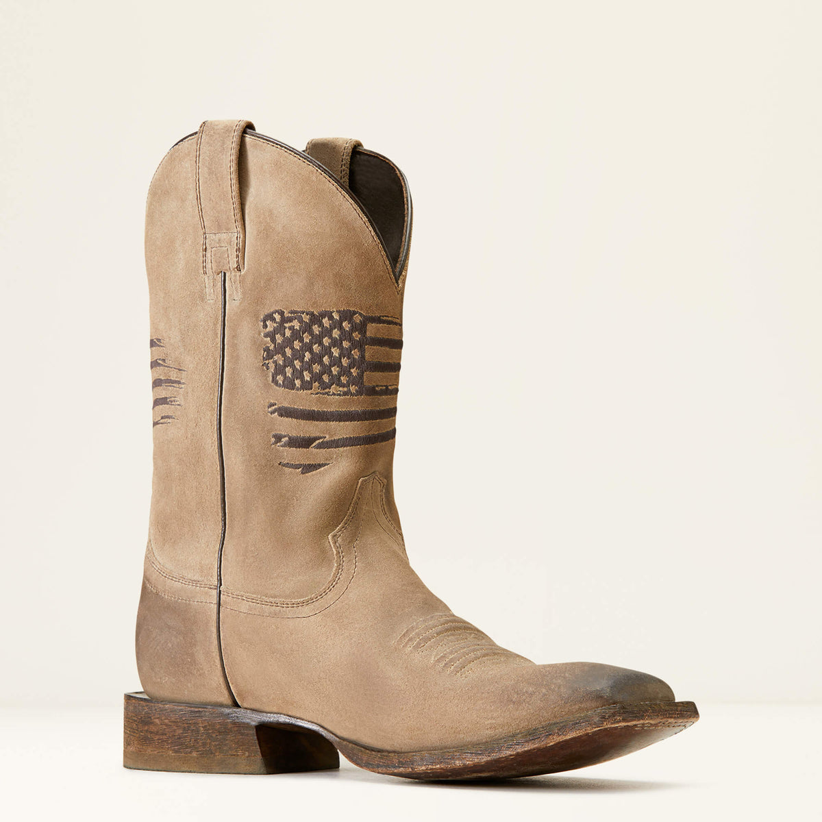 Men's Leather Wide Square Toe Western Boots - Gray