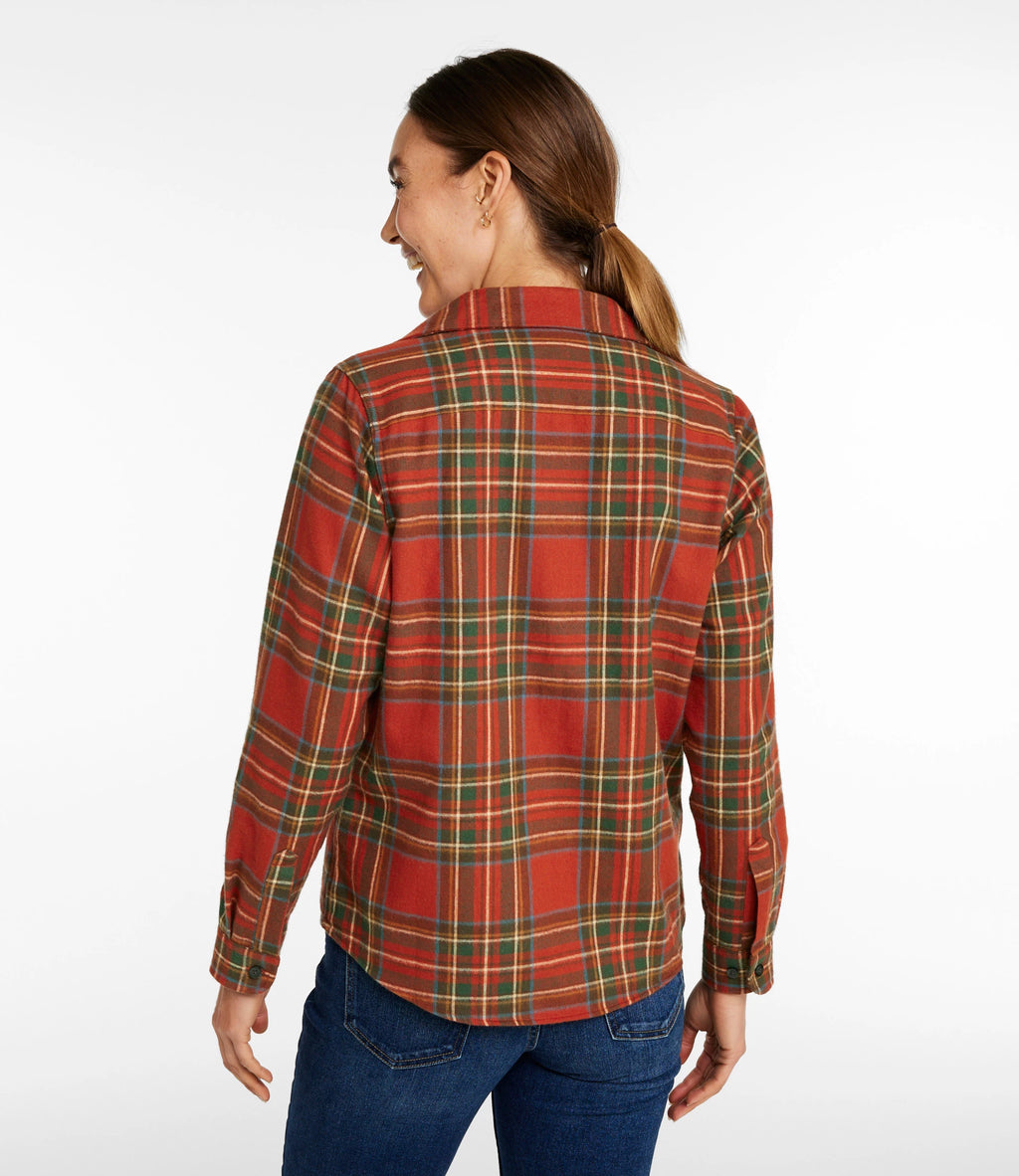 Women's Cotton Flannel Shirt - Indigo Plaid