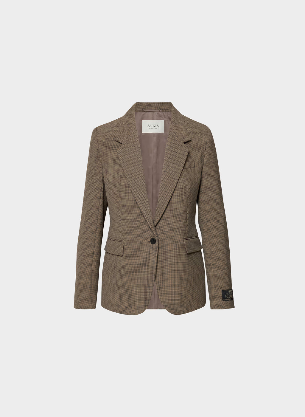 Single-Breasted Stretch Blazer - Check