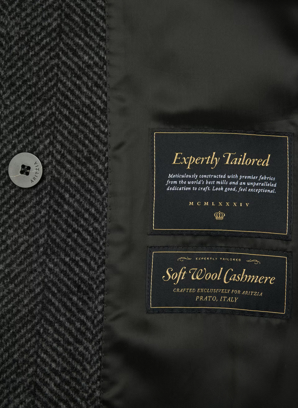 Double-Breasted Wool Cashmere Coat - Herringbone