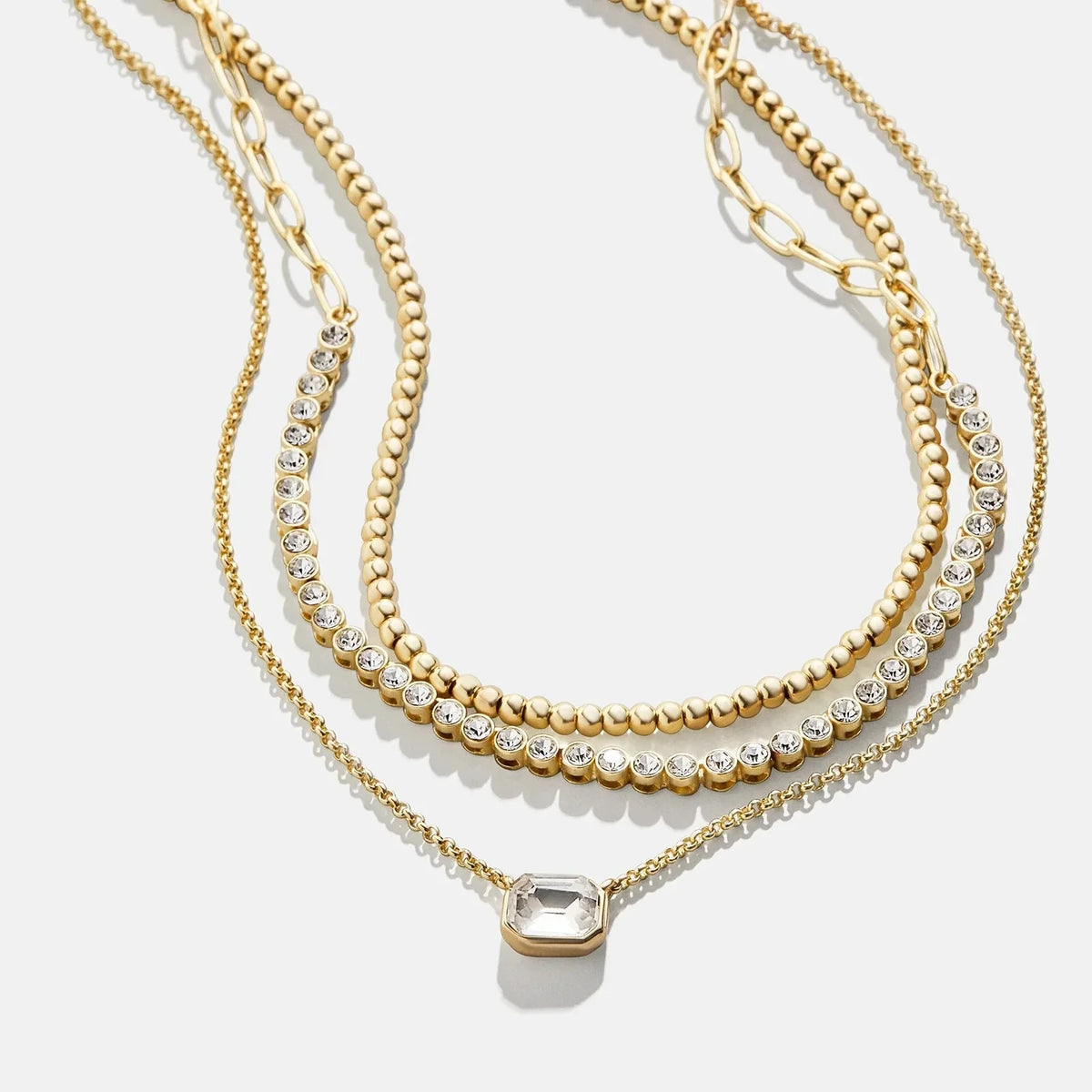 Gold Pavé Triple Layer Necklace
