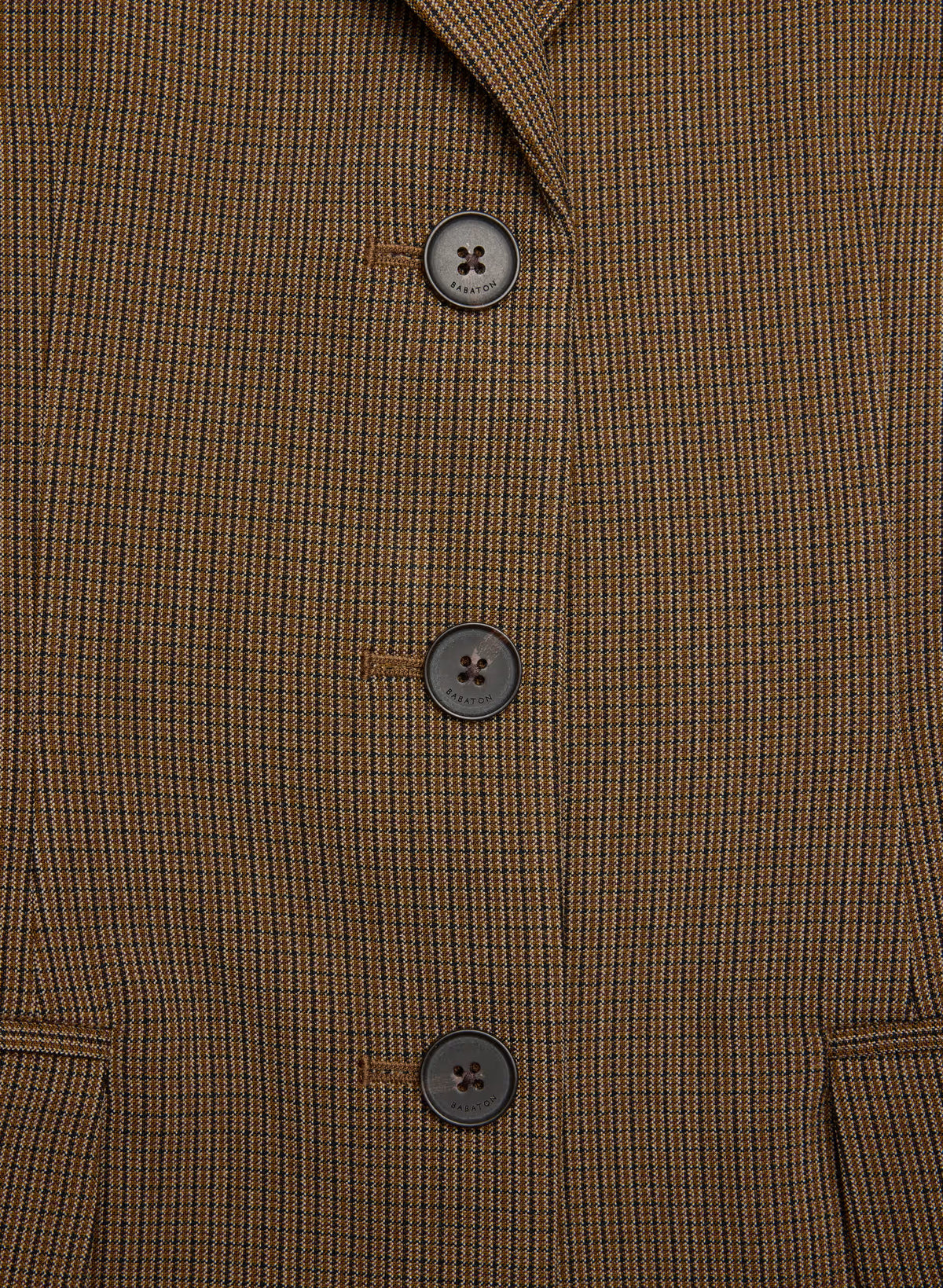 Single-Breasted Stretch Blazer - Brown Check