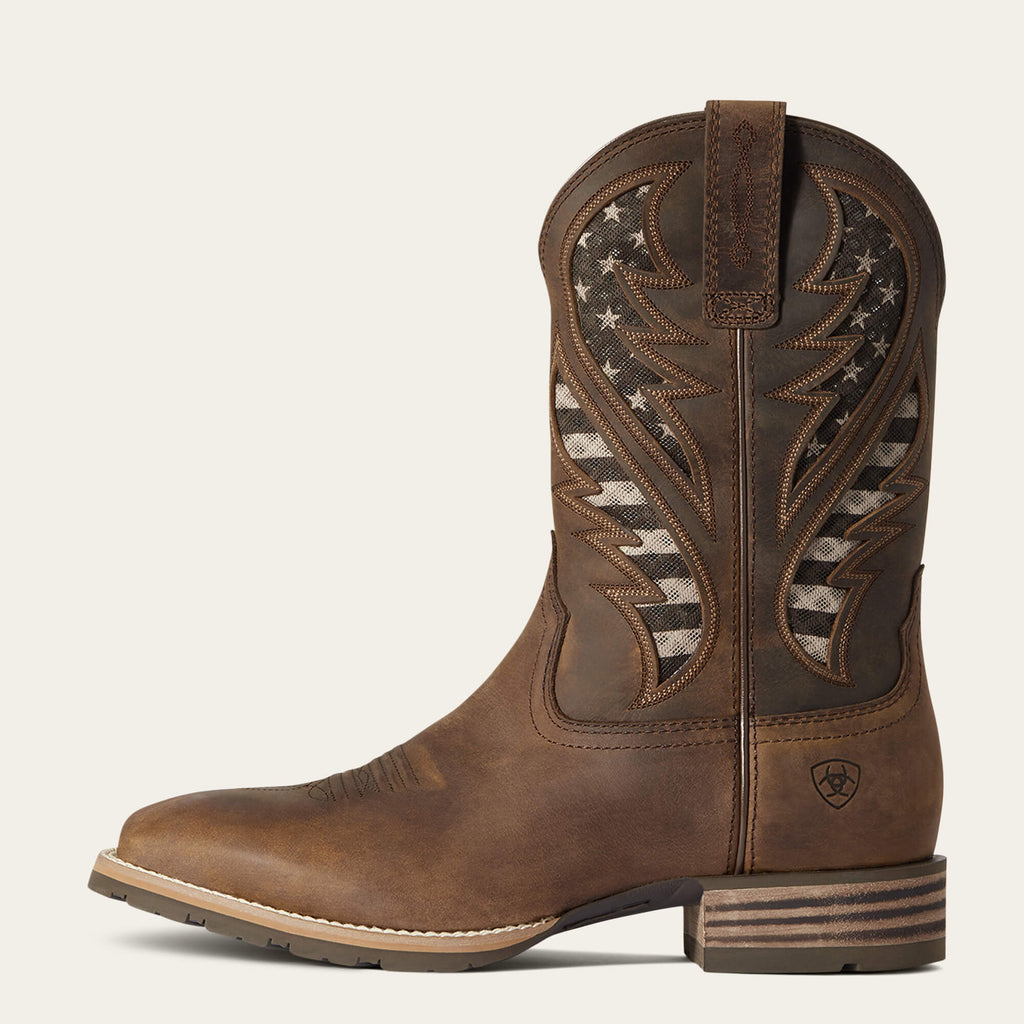 Vented Leather Western Riding Boot - Tan