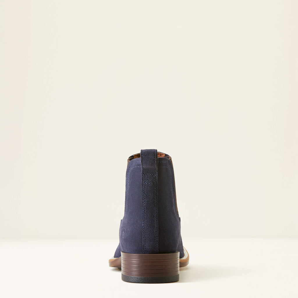 Men's Suede Wide Square Toe Chelsea Boots - Navy