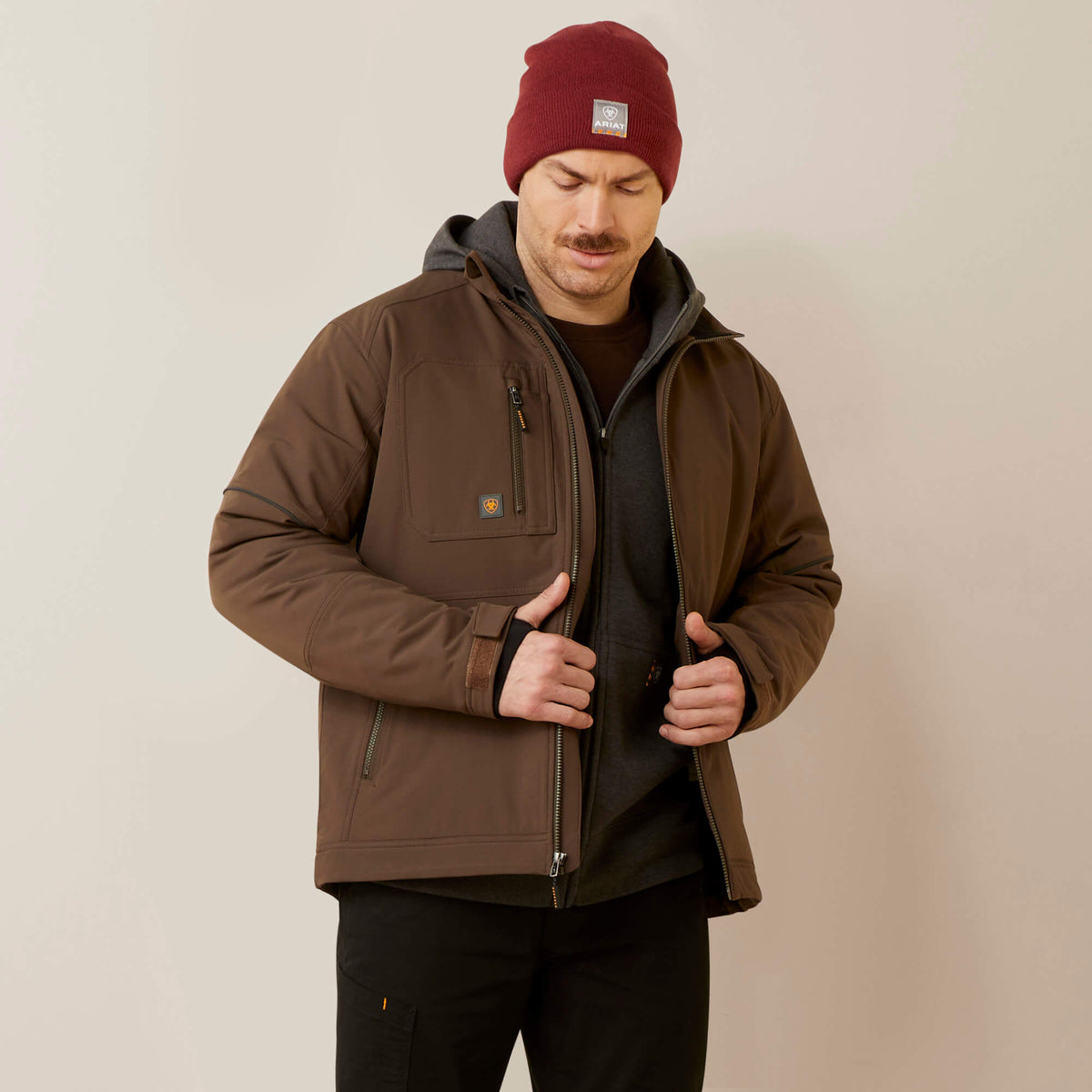 Men's Insulated Water-Repellent Work Jacket - Grey