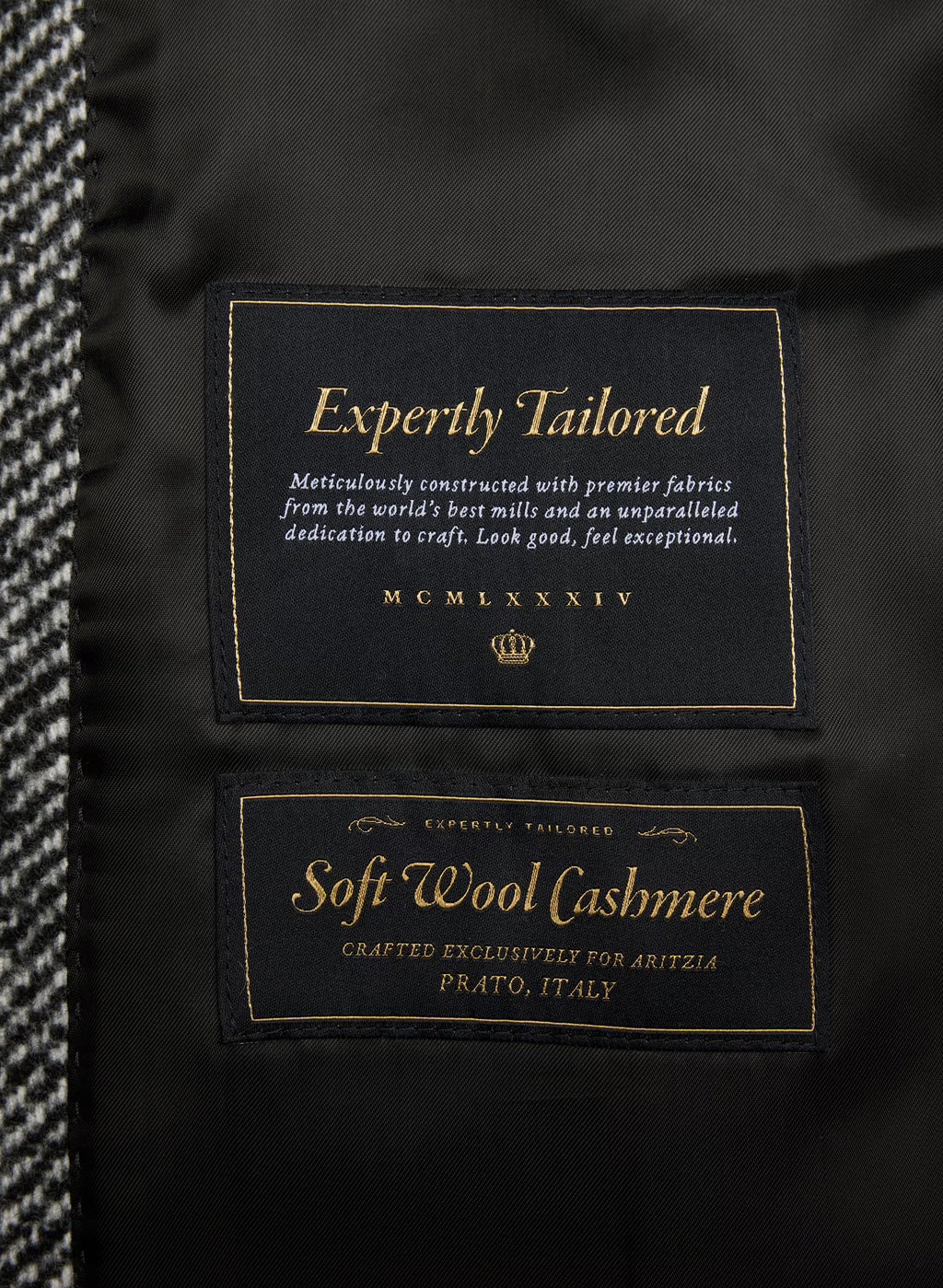 Double-Breasted Wool Cashmere Coat - Herringbone