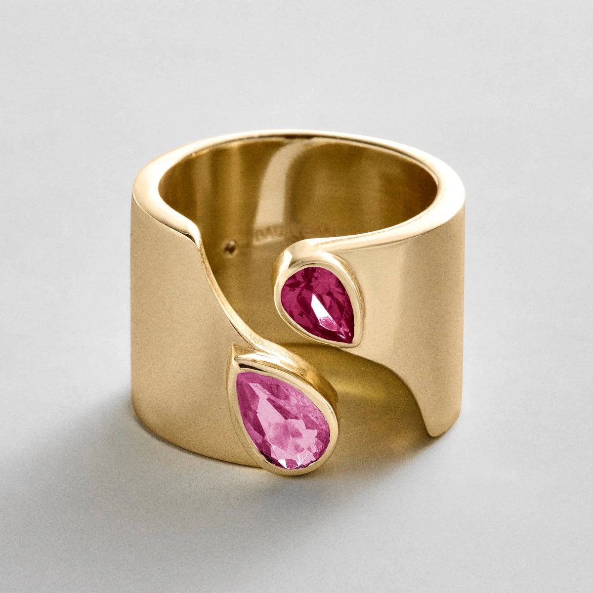Personalized Two-Stone Open Band Ring - Gold
