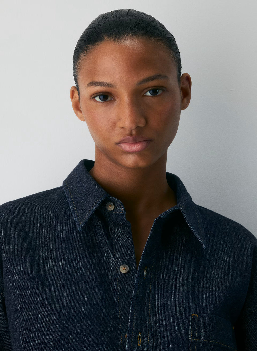 Oversized Hemp Blend Denim Shirt - Indigo