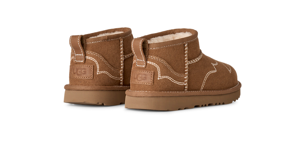 Kids' Suede Western-Inspired Short Boots - Chestnut