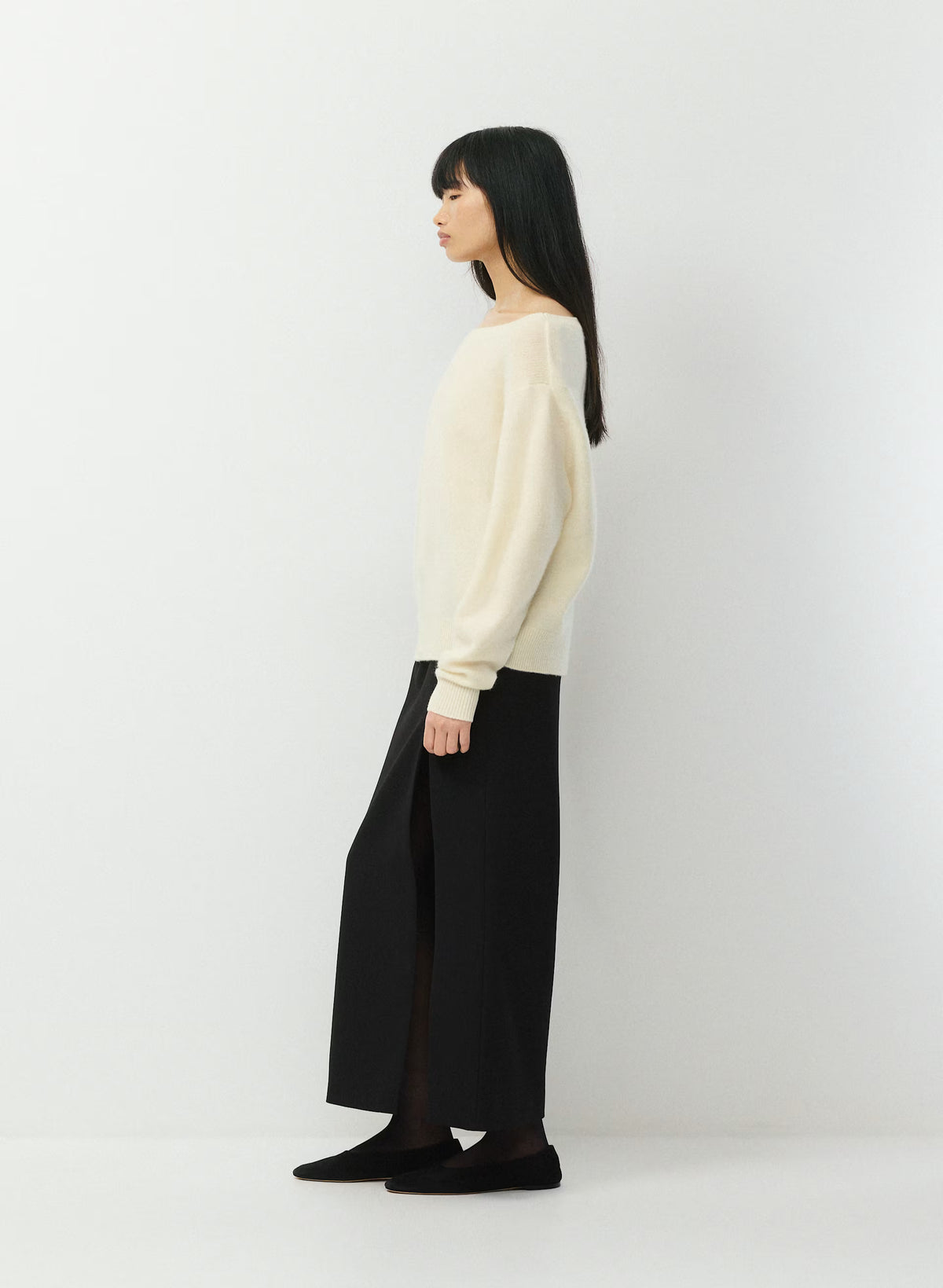 Cashmere Boatneck Sweater - Heather Gray