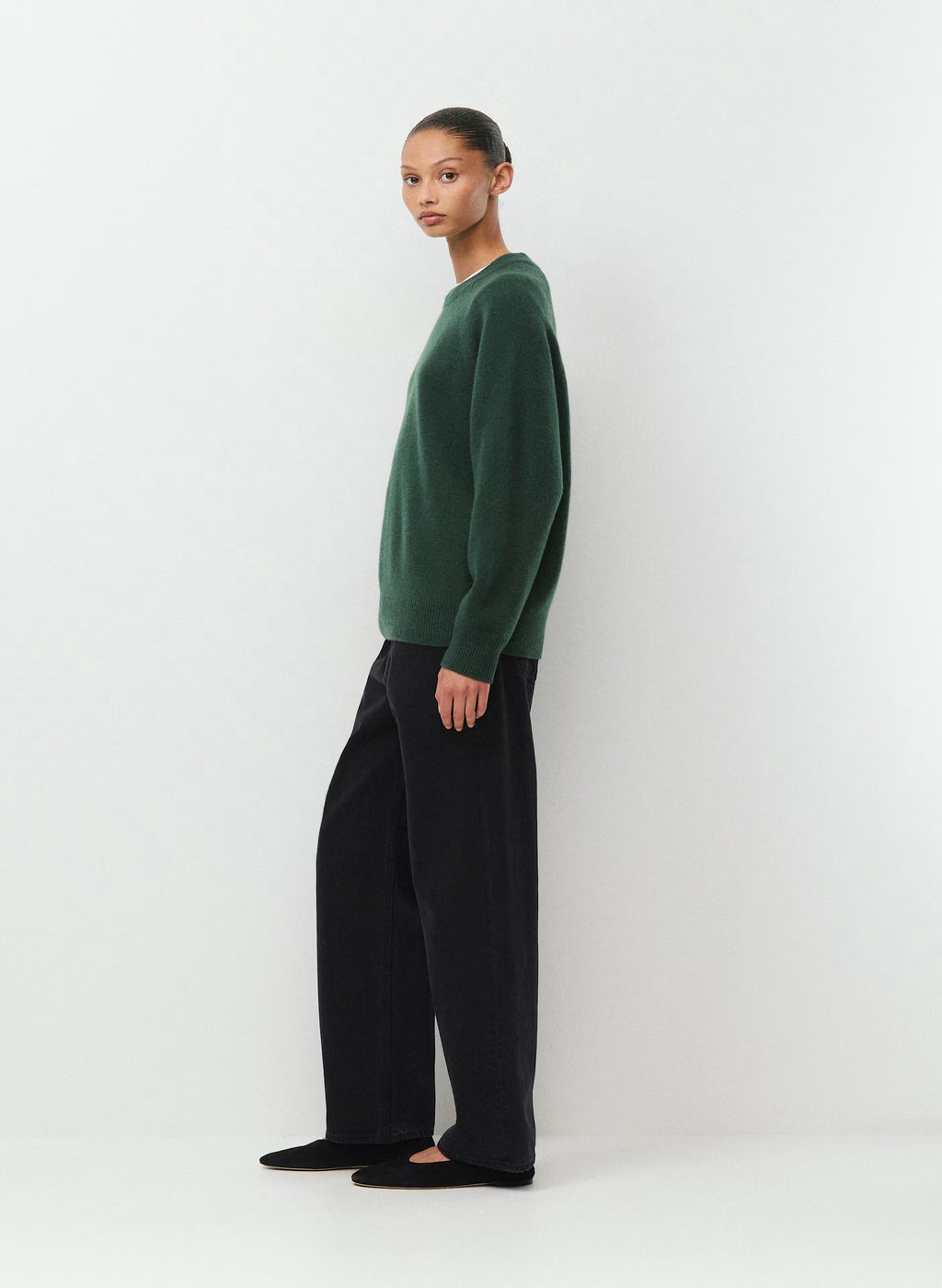 Wool Cashmere Raglan Sweater - Olive