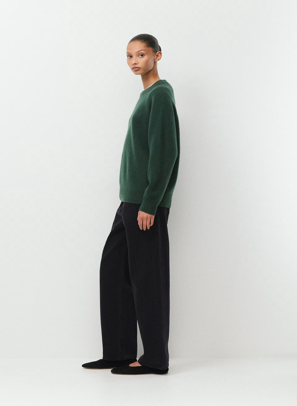 Wool Cashmere Raglan Sweater - Olive