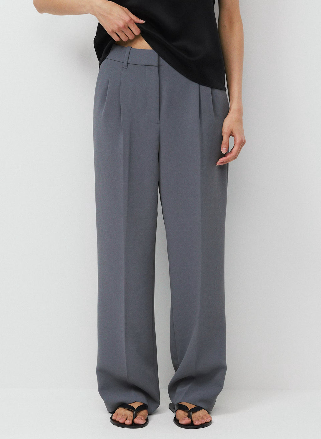 High-Rise Wide-Leg Crepe Trousers - Sand