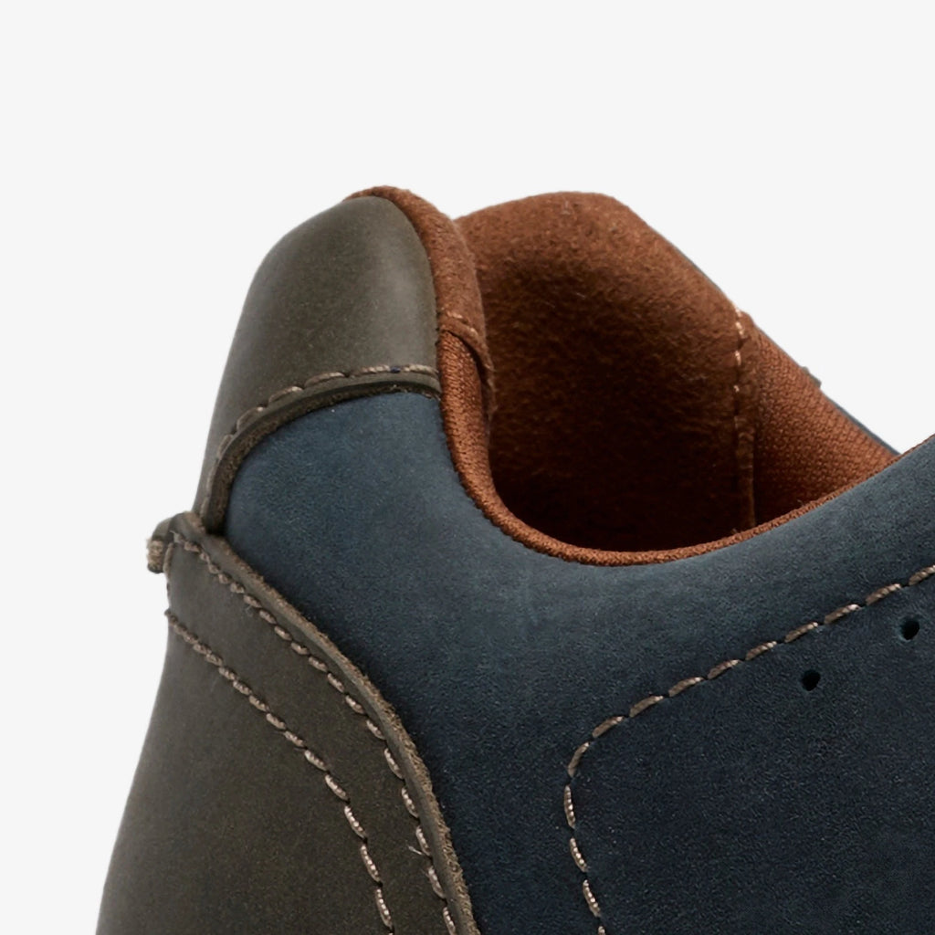 Elastic Lace Leather Sneaker - Navy