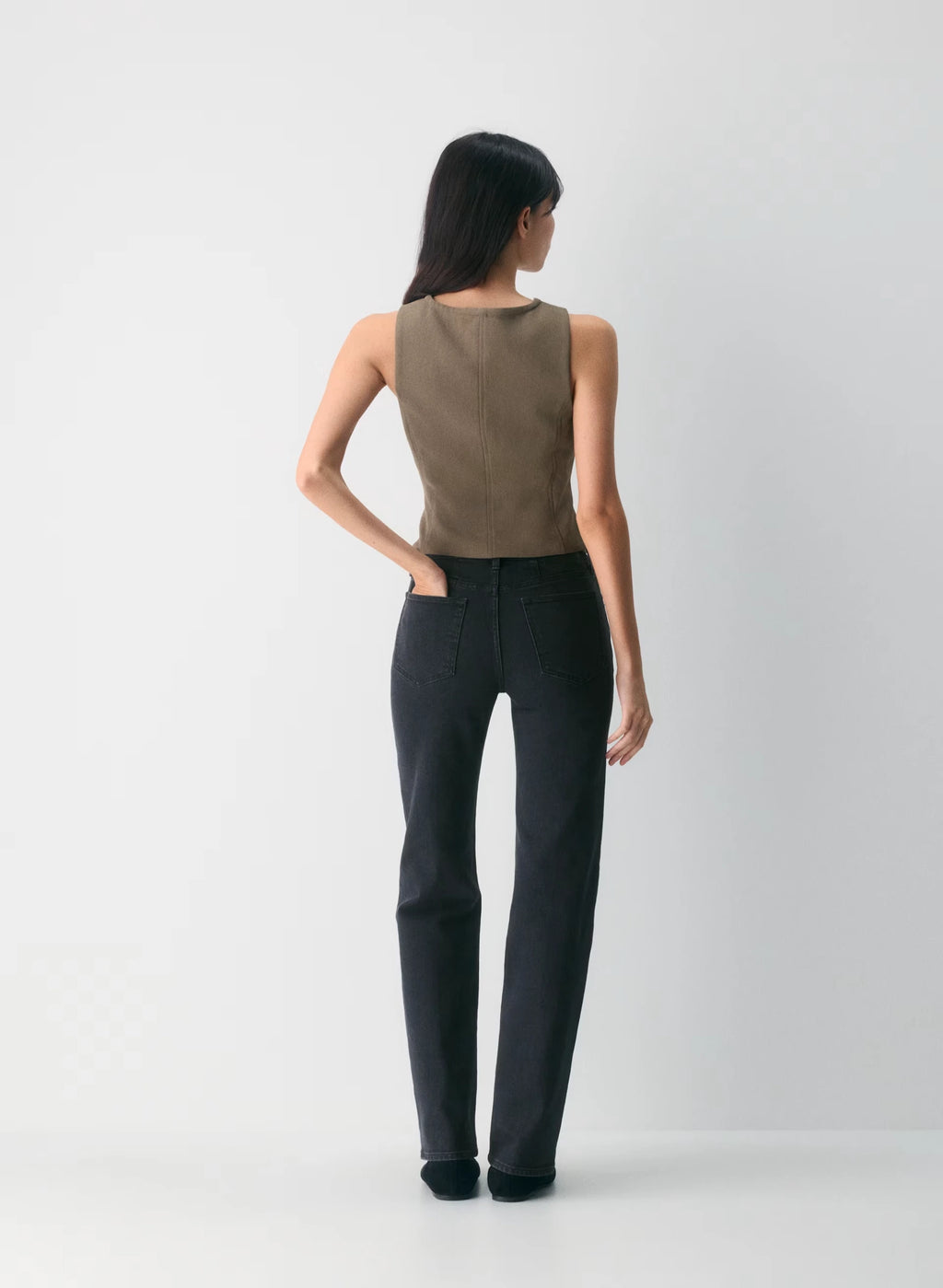 Lined Tailored Suit Vest - Olive