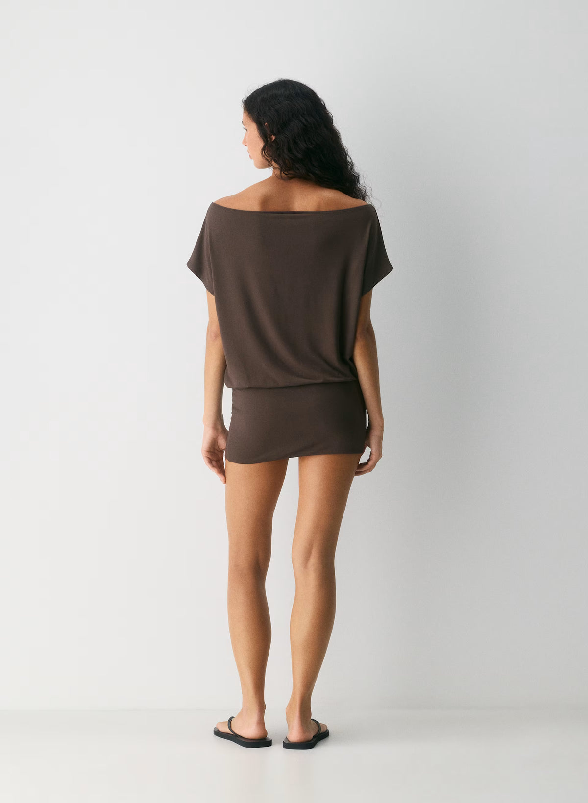 Boatneck Modal Jersey Mini Dress - Gray