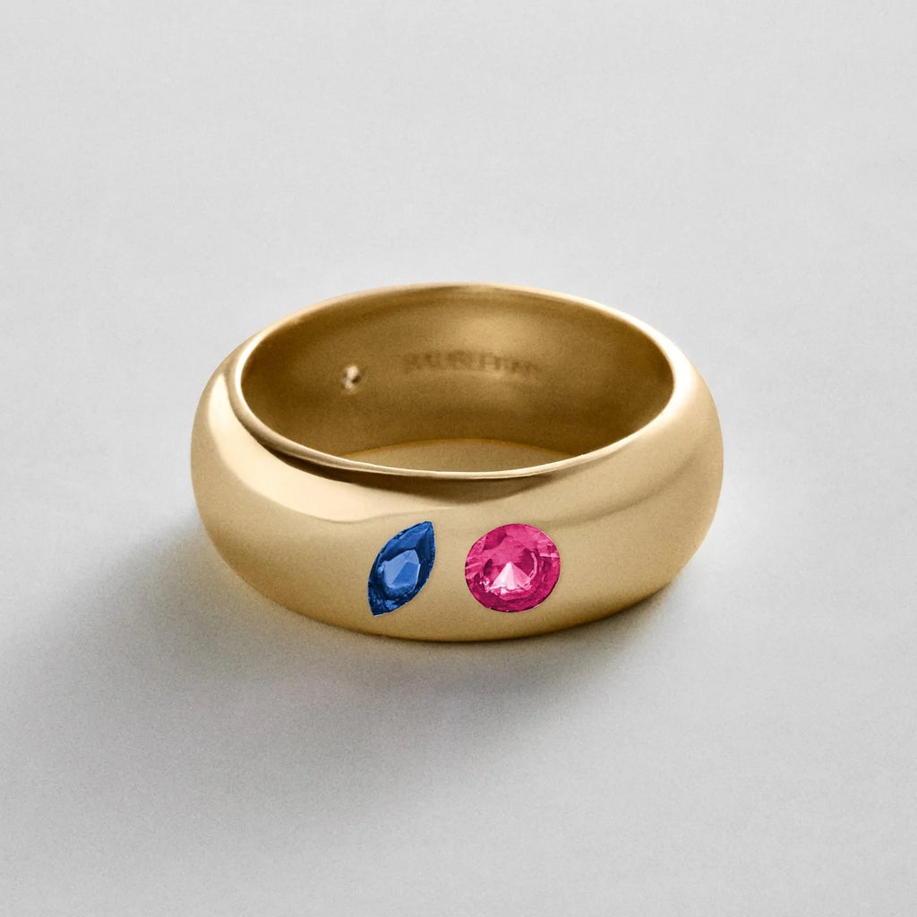 Custom Two-Stone Gold-Plated Band Ring