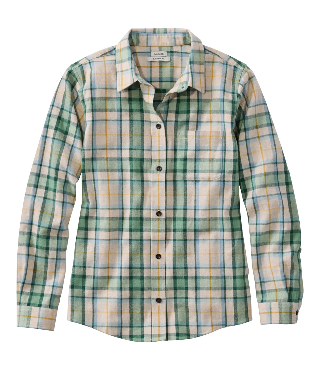 Women's Cotton Flannel Shirt - Indigo Plaid