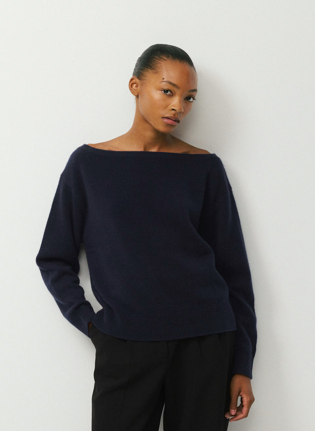 Cashmere Boatneck Sweater - Heather Gray