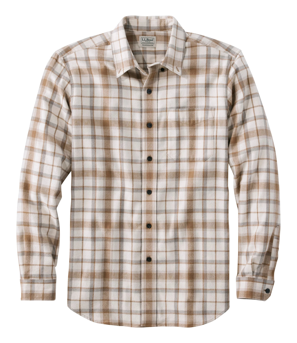 Men's Cotton Flannel Button-Down Shirt - Grey Plaid
