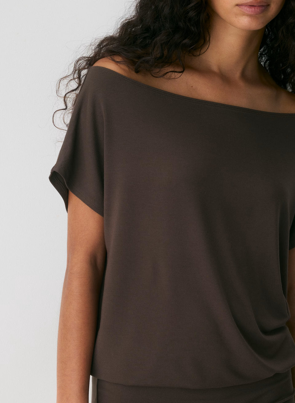Boatneck Modal Jersey Mini Dress - Gray