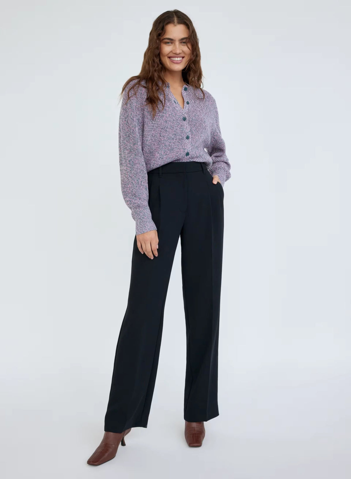High-Rise Wide-Leg Crepe Trousers - Sand