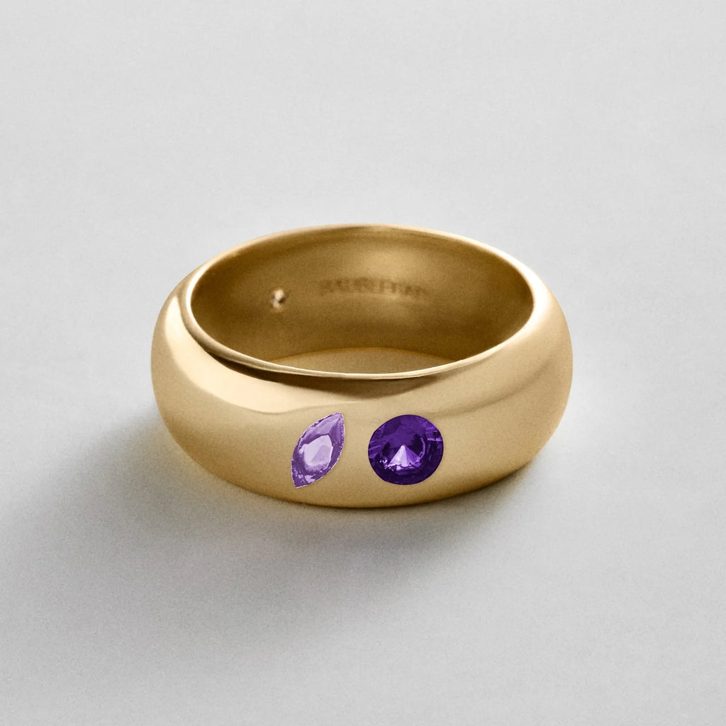 Custom Two-Stone Gold-Plated Band Ring